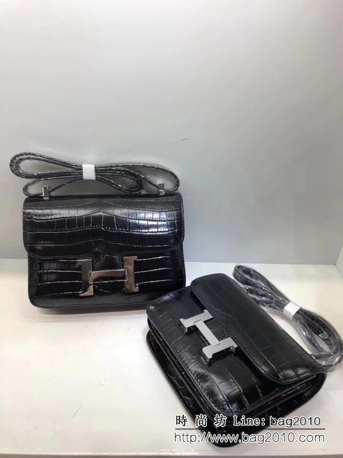 愛馬仕Hermes進口原版鱷魚紋牛皮 空姐包 可單肩斜跨 0AM1772